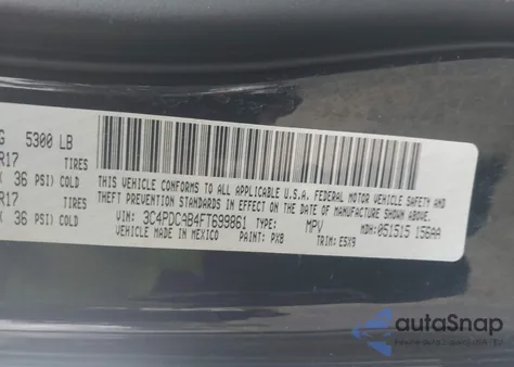 2015 Dodge Journey American Value Pkg z USA, uszkodzony, nr VIN 3C4PDCAB4FT699861